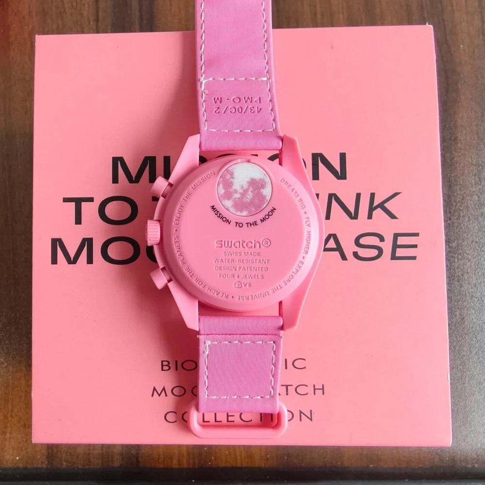 Swatch Pink Moonwatch Speedmaster-Inspired Chronograph